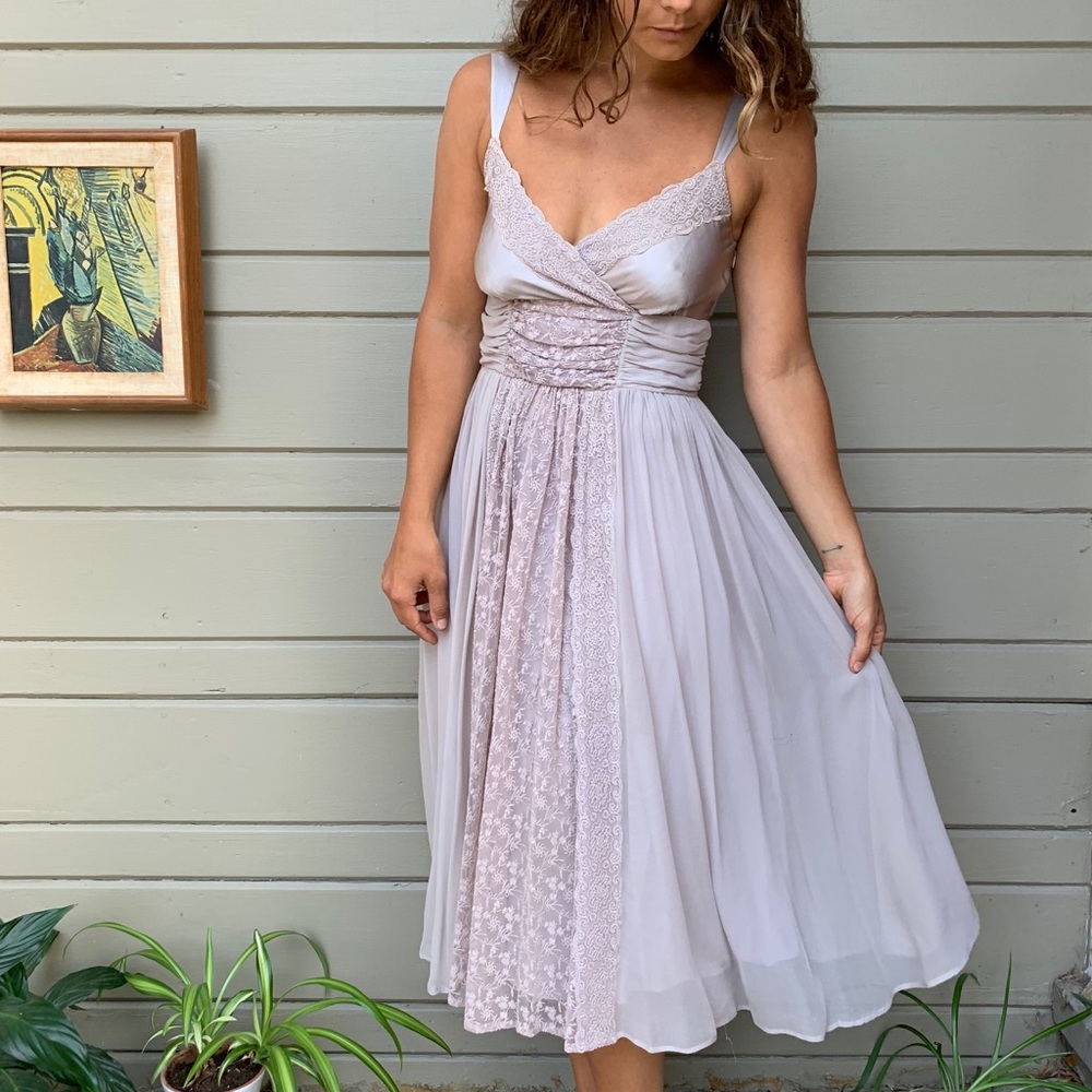 Lil for Anthropology Silk and Lace dress